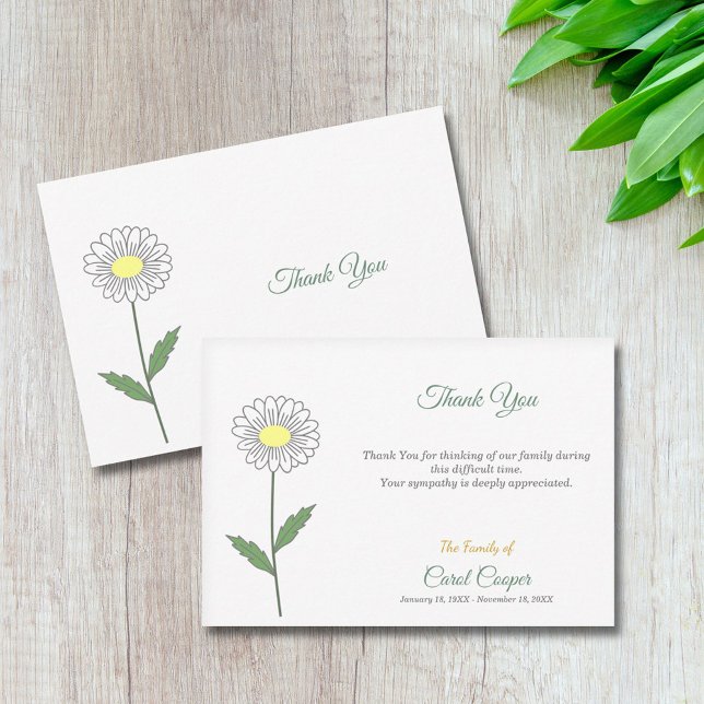 De Agradecimento Pastel Daisy Funeral Obrigado Cartão Nota (Pastel Daisy Funeral Thank You Note Card)