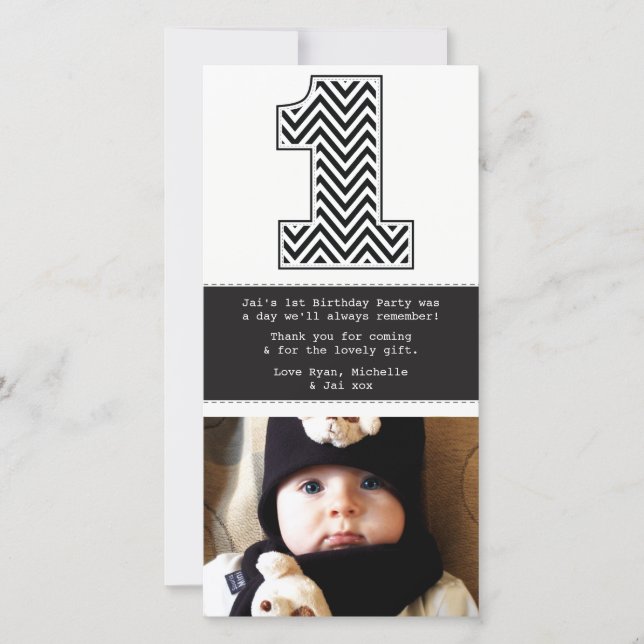 De Agradecimento Primeiro aniversario Neném 1 Obrigado Cartão com f (Frente)