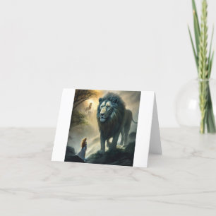 De Agradecimento Raiz Majestosa: Leão e Cartão com Temas Guardiães