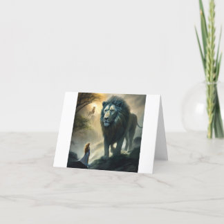 De Agradecimento Raiz Majestosa: Leão e Cartão com Temas Guardiães