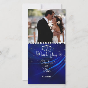 De Agradecimento Royal Blue Diamantes/Corações Obrigado Cartão com 