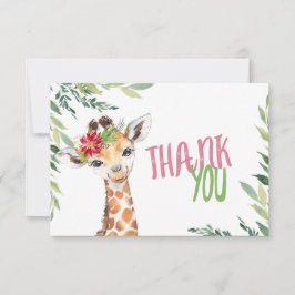 De Agradecimento Safari Giraffe Rosa Obrigado Nota Cartão