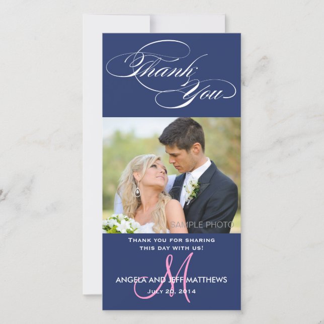 DE AGRADECIMENTO SCRIPT INICIAL AZUL CASAMENTO OBRIGADO CARTÃO COM  (Frente)