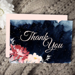 De Agradecimento Starry Night Floral Weding Obrigado Cartão Simples