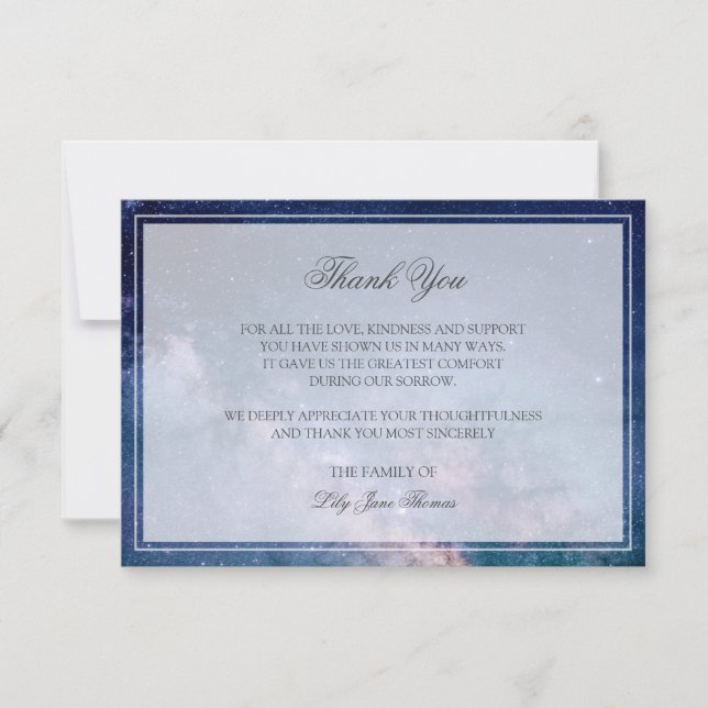 De Agradecimento Starry Night Funeral Obrigado | Cartão Memorial (Frente)