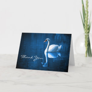 De Agradecimento Swan Branco sobre Águas Azuis Obrigado Cartão Nota