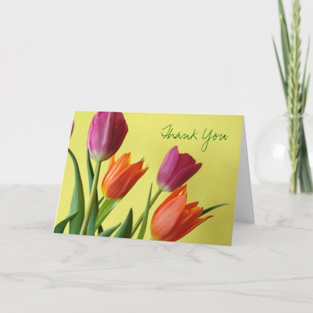 De Agradecimento Tulipas Obrigado Cartão Nota (Frente)