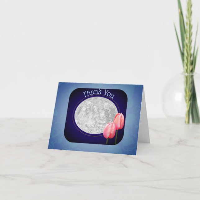 De Agradecimento Tulipas Rosa Obrigado Cartão com fotos (Frente)
