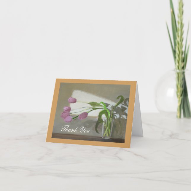 De Agradecimento Tulipas Rosa Obrigado Cartão Nota (Frente)