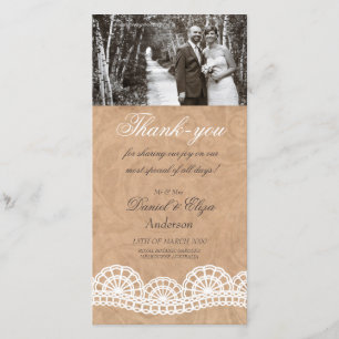 De Agradecimento Vintage Lace Weding Obrigado Cartão com fotos