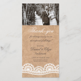 De Agradecimento Vintage Lace Weding Obrigado Cartão com fotos