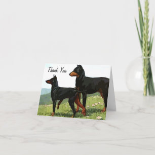 De Agradecimento Vintage Painted Doberman Obrigado Cartão Nota