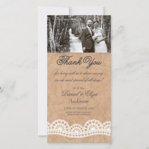 De Agradecimento Vintage White Lace Casamento Obrigado Cartão com f