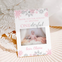 Winter ONEderland Obrigado Cartão com fotos Flocos