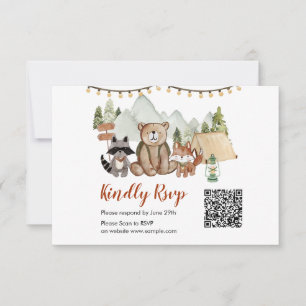De Agradecimento Woodland One Happy Camper Birthday Cartão Qr Rsvp