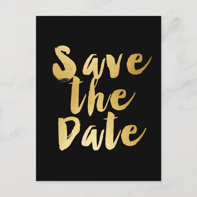 De Anúncio Black Gold SAVE THE DATE Cartão Postal Moderno Tip (Frente)