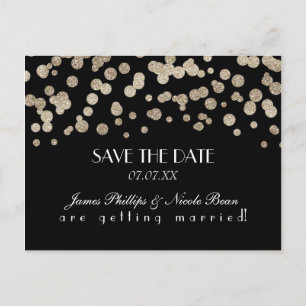 De Anúncio Cartão Postal Black & Gold Glitter Dots Save The D