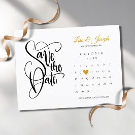 De Anúncio Cartão Postal Calendário Salve a Data Dourado Cora