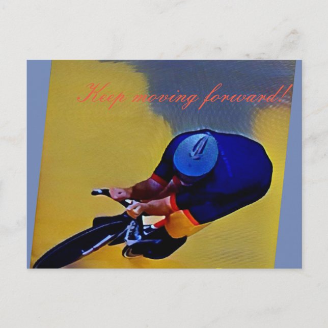 De Anúncio Cartão Postal do Ciclista em Movimento (Frente)