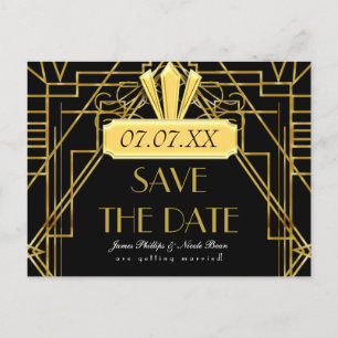 De Anúncio Cartão postal do evento Gatsby dourado e preto Art