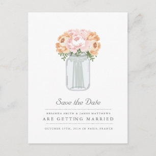 De Anúncio Cartão postal Elegant Mason Jar Save the Date