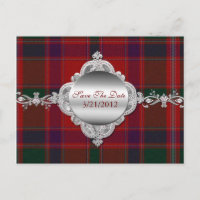 Cartão Postal Elegante Xadrez Vermelho para Salvar