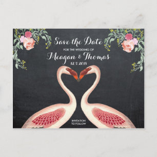 De Anúncio Cartão postal Flamingo Save the Date estilo quadro
