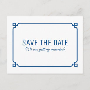 De Anúncio Cartão postal Lapis Blue Deco Chic Save the Date
