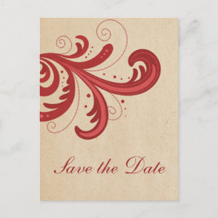 De Anúncio Cartão postal Red Stylish Swirls Save the Date