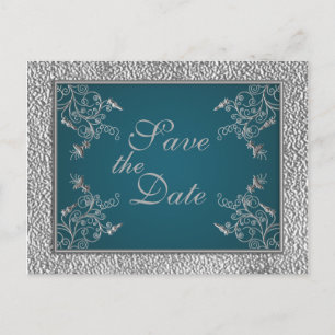 De Anúncio Cartão postal Teal on Pewter Save the Date