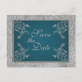 De Anúncio Cartão postal Teal on Pewter Save the Date