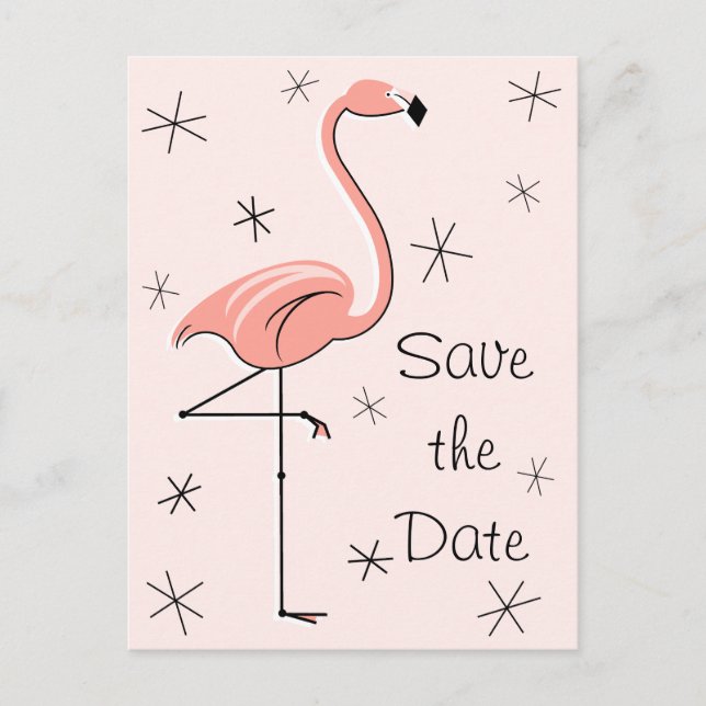 De Anúncio Cartão postal vertical Flamingo Pink "Salvar a dat (Frente)