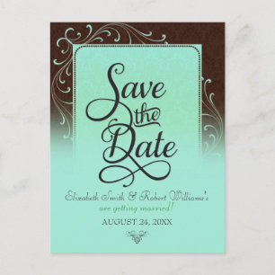 De Anúncio Cartão Postal Vintage Choc Mint Decor Salve a Data