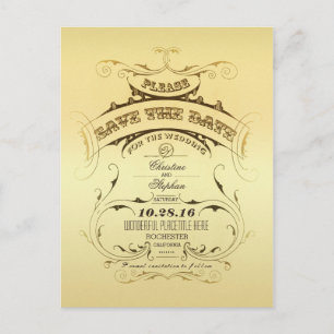 De Anúncio Cartão postal vintage dourado para salvar a data