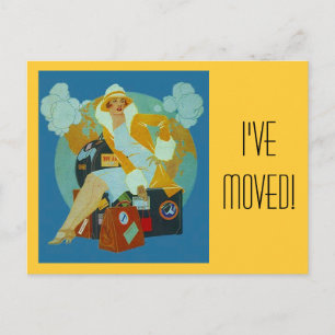 De Anúncio Cartão postal Vintage, eu movi a bagagem embalada