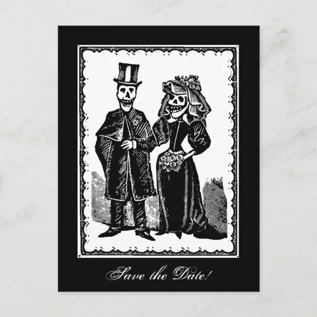 De Anúncio Casal Esqueleto (Salve A Data) - Cartão Postal (Frente)