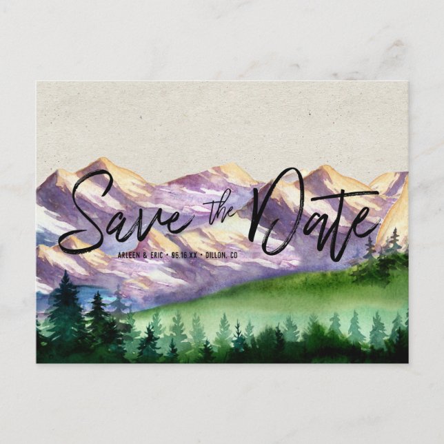 De Anúncio Casamento Rústico na Montanha | Cartão Postal Save (Frente)
