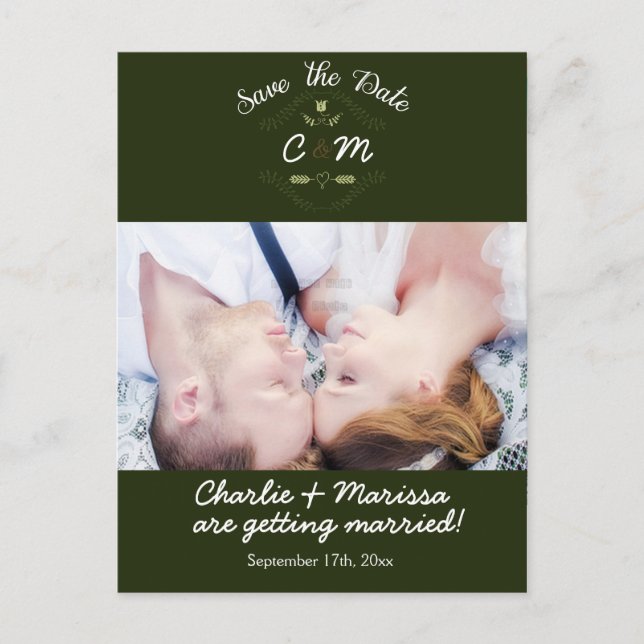 De Anúncio Coroa Rústica Floresta SALVE A DATA Cartão Postal  (Frente)