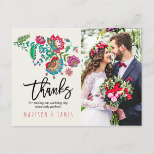 De Anúncio Folk Flowers   Obrigado   Cartão Postal Foto