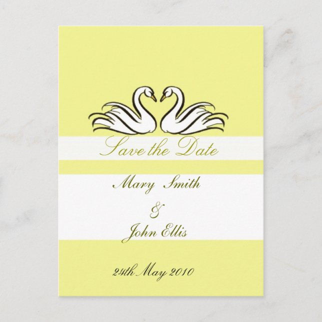 De Anúncio Guardar a data com o cartão postal dos swans (Frente)