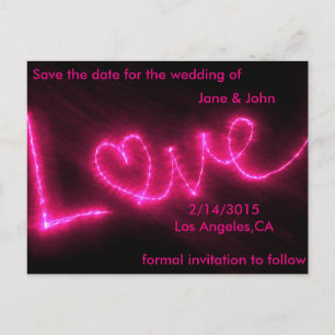 De Anúncio neon pink love salvar a data do cartão postal do c