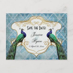 De Anúncio Royal Peacock Blue Salve o cartão postal da data