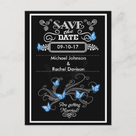 De Anúncio Salvar a data Cartão postal Blue Butterflies Vinta