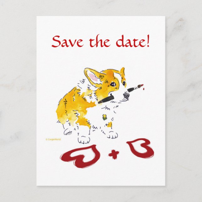 De Anúncio Salve a data! Cartão postal Corgi (Frente)