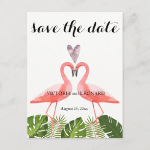 De Anúncio Salve a data tropical cartão postal rosa flaming