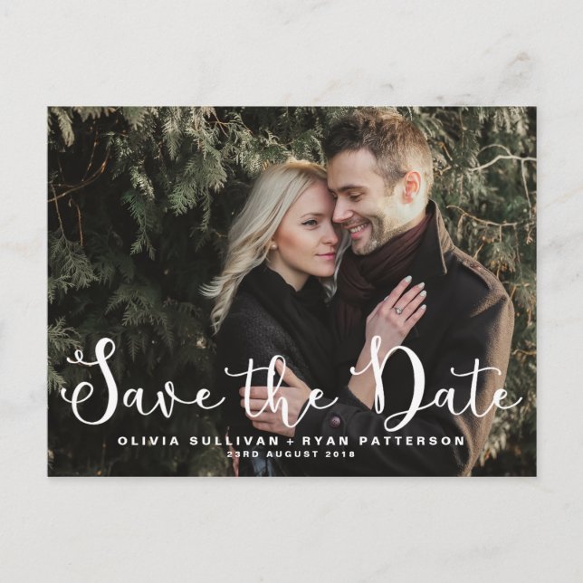 De Anúncio Script Romântico | Cartão postal para salvar a dat (Frente)