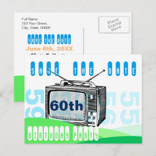 De Anúncio Vintage TV 60th Birthday Salvar o cartão postal d