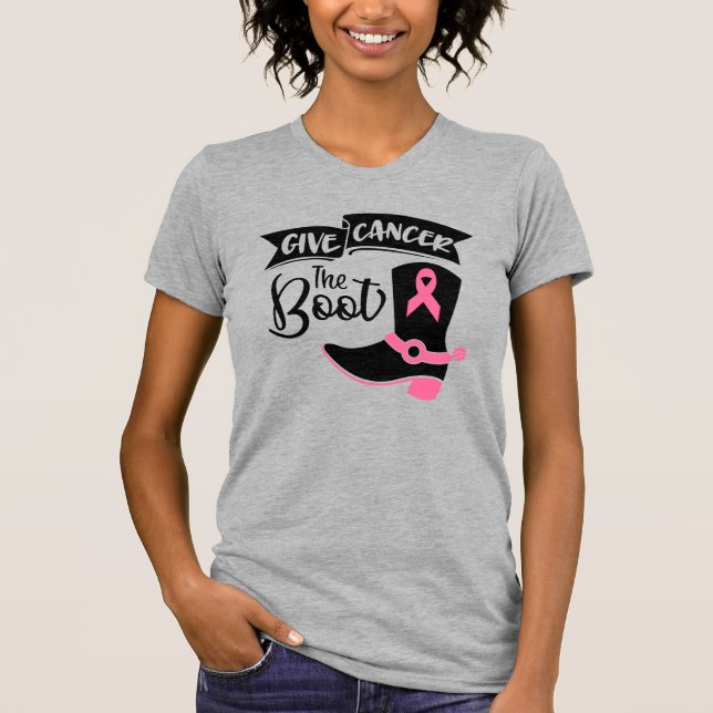 Dê Ao Cancer O T-Shirt Da Boot Womens (Frente)