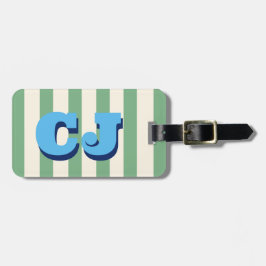 De Bagagem Etiqueta Personalizada com Listra Verde e Monogram