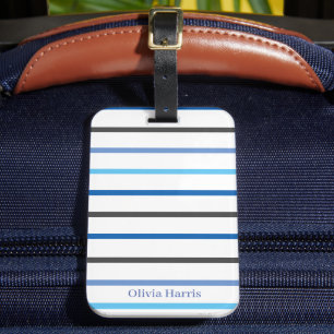 De Bagagem Etiqueta Personalizada Listras Azuis Estilo Modern